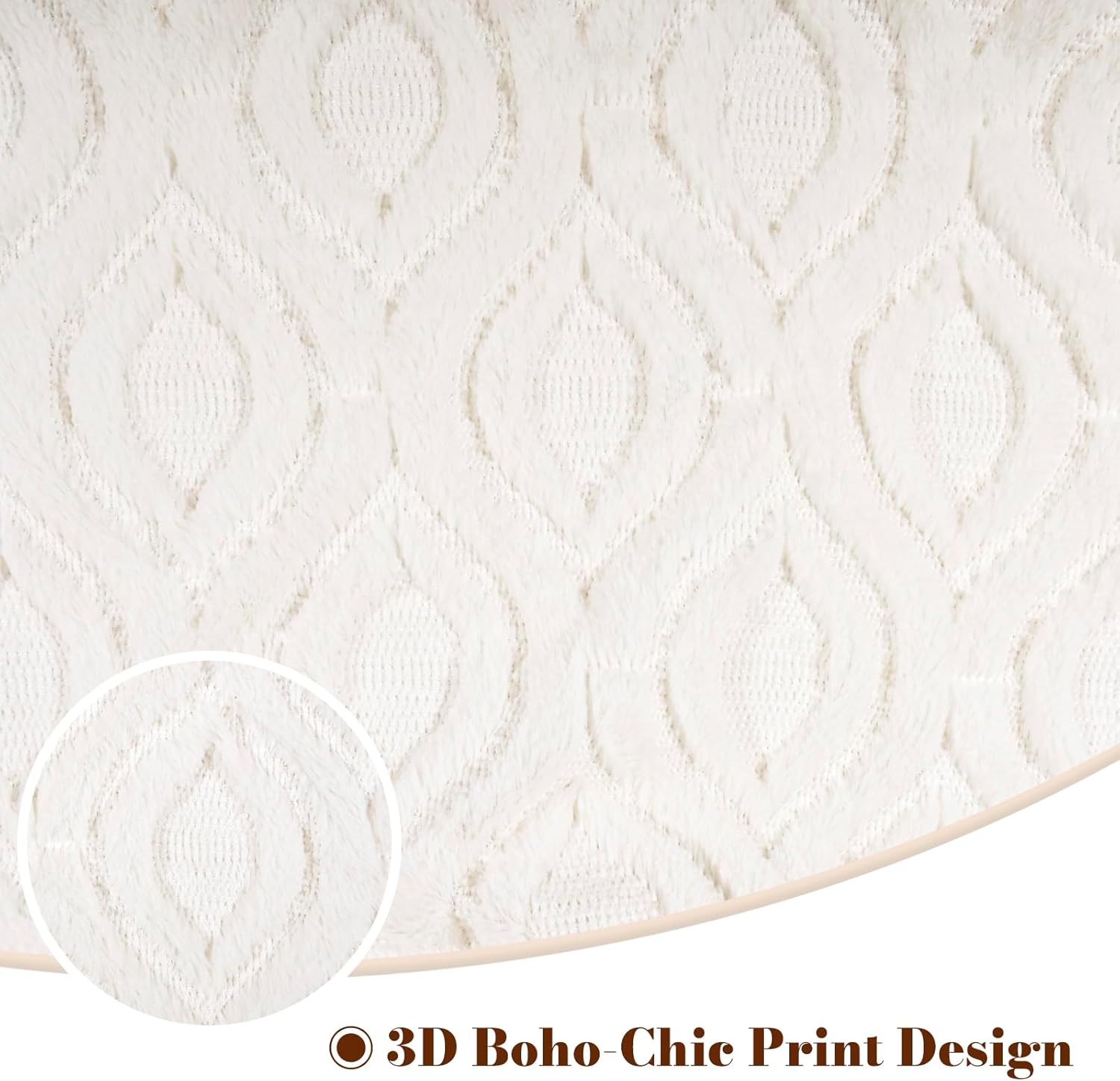 Bohemia Blanket & Throw Pillow Covers Set - Faux Fur Fluffy Elegant Embossed Blanket (50"x60"), 2 Pcs White Cozy Plush Throw Pillow Cover (18"x18"), Soft Fuzzy Decorative Coach Decor for Bed Sofa - Image 4