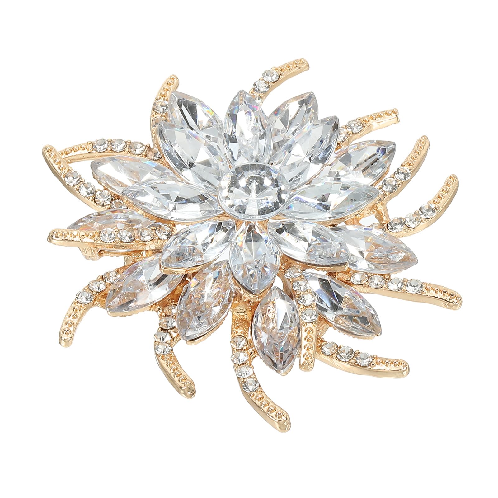 Broche Tournesol En Strass - Bijou Tendance En Alliage, 6.8x6.8 Cm, Pour Robe, Manteau, Sac