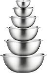 FineDine Mixing Bowls - Set of 6 Steel Mixing Bowls - Easy-Grip, Nesting Bowls for Cooking, Baking, Meal Prep and Food Storage - Kitchen Essentials