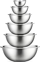 FineDine 6-Piece Stainless Steel Mixing Bowls Set - Nesting, Dishwasher Safe, 0.5-5 Qt Sizes for Kitchen Prep, Baking, Cooking