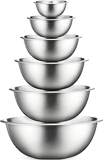 FineDine Stainless Steel Mixing Bowls Set, Dishwasher Safe, 6 Piece Meta...