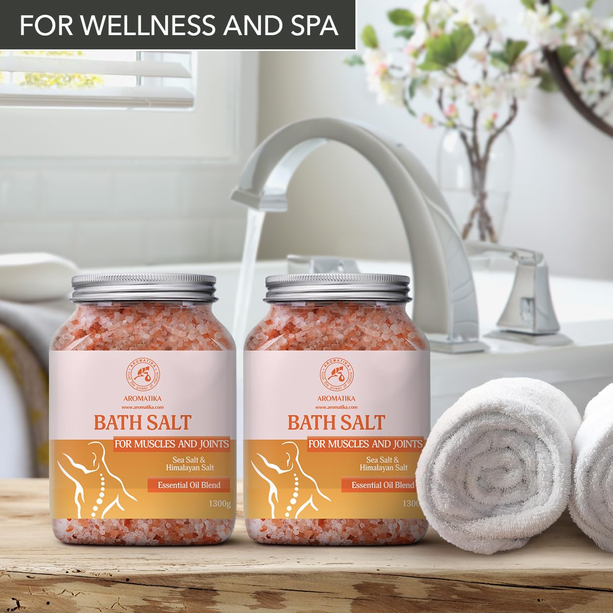 Sale Marino Set Muscolare & Articolare 2х1300g - Oli Essenziali Lavanda & Salvia & Rosmarino - 100% Naturali - Lenisce i Muscoli - Cura del Corpo - Bellezza - Relax - Aromaterapia