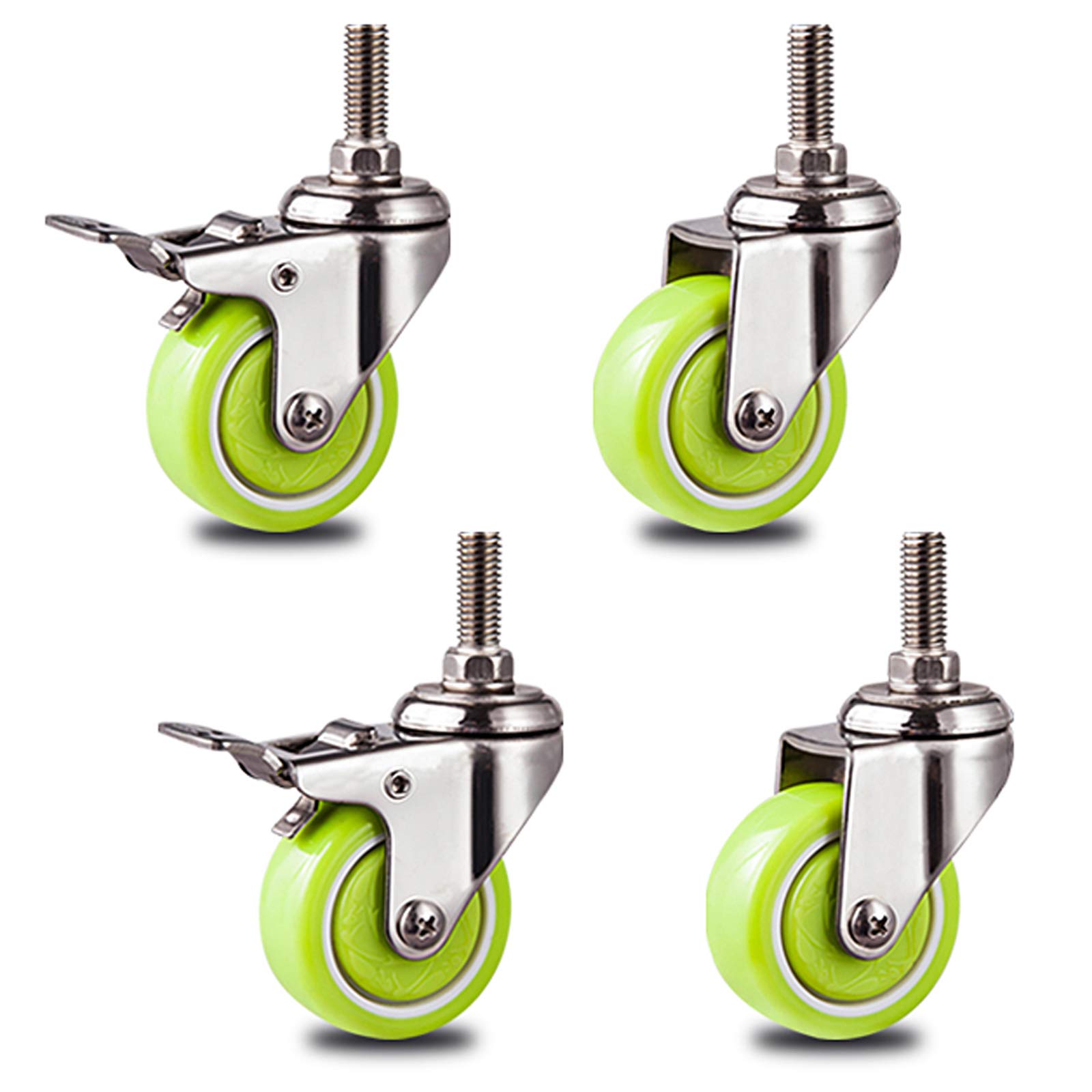 Zguouzantye Brake+Universal 4 Small Furniture Casters With Threaded Stem M10x25mm