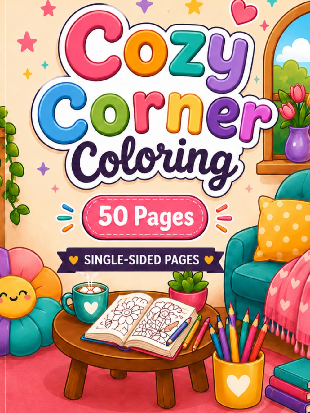 Cozy Corner Coloring Book: 50 Relaxing Coloring Pages