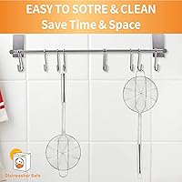 Vista 7 de Yimi Colador de araña de 16.5 pulgadas Espumador de cocina de acero inoxidable con mango largo de doble gancho Cuchara de alambre en espiral