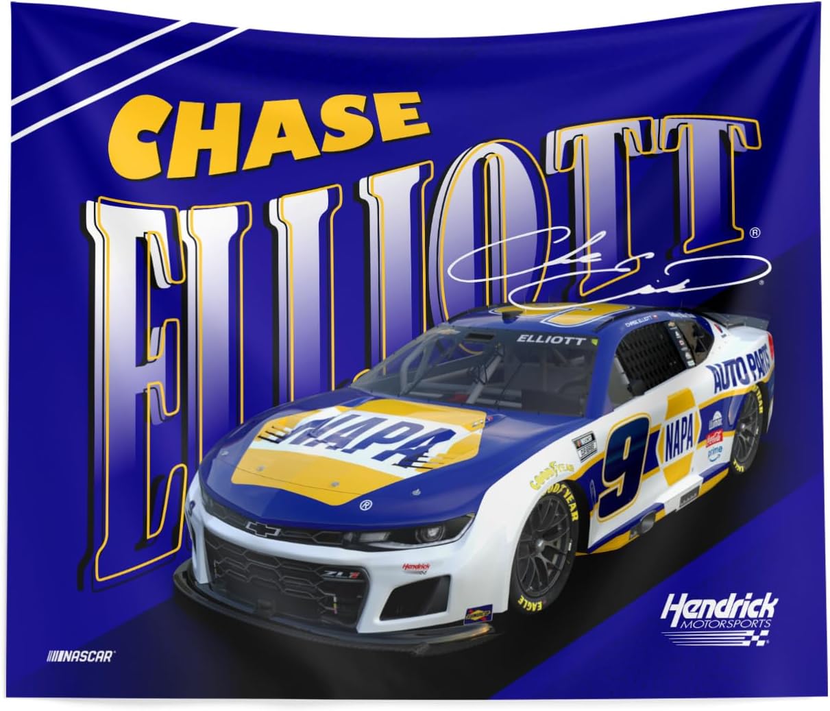 Northwest NASCAR Chase Elliott NAPA Comet Car Printed Wall Hanging Tapestry, 34 x 40 in, Woven Polyester Fabric, Decorative Fan Art for Bedroom Office Living Room