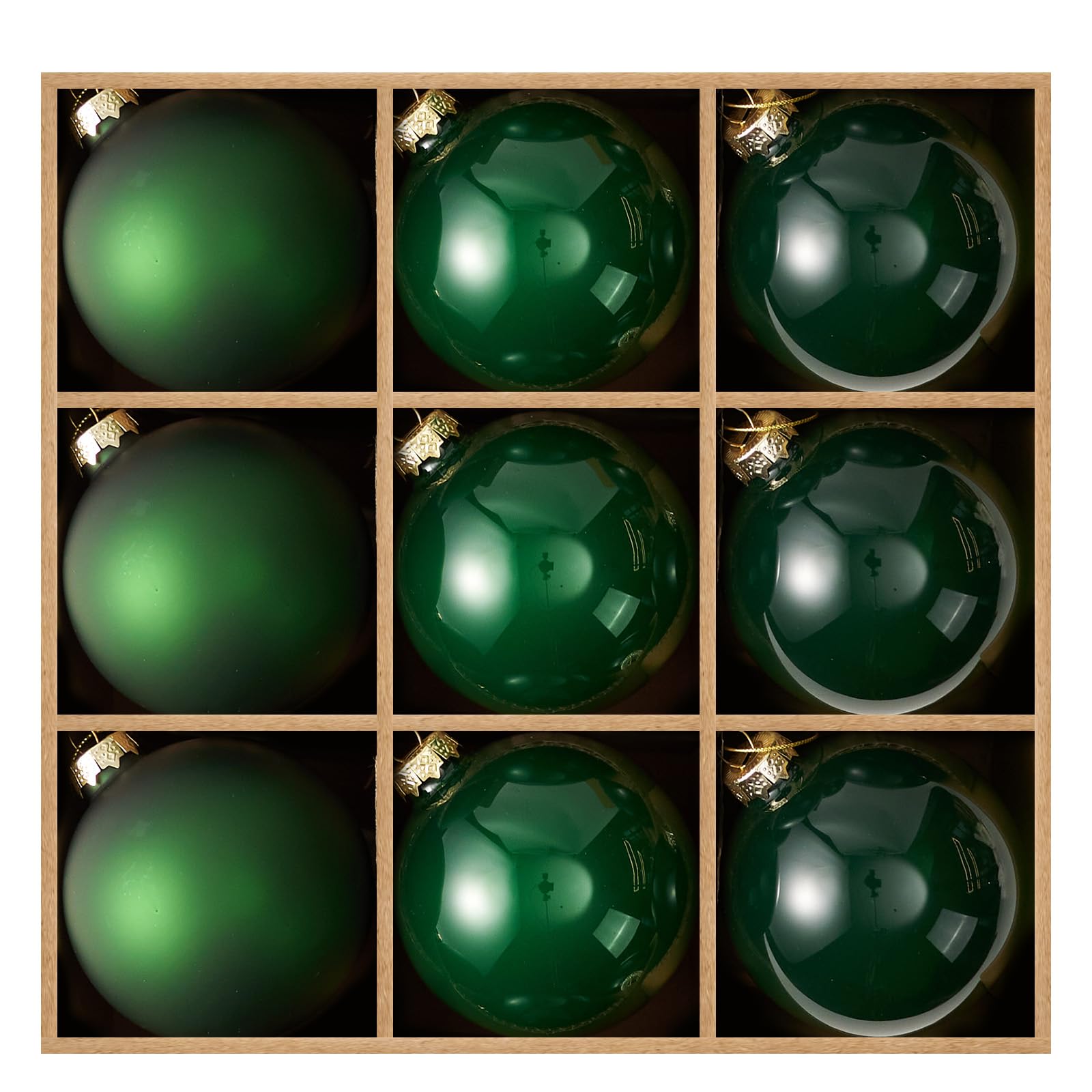 DN DECONATION 9 Weihnachtskugeln 8cm, Grüne Christbaumkugeln Glas Set