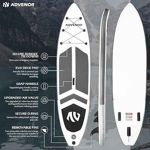 Miniatura 2 de ADVENOR Tabla de Paddle Board de 11' x 33" x 6" Extra Ancha Inflable Stand Up Paddle Board con Bomba de Mano, Correa, Pala Ajustable Para Versión