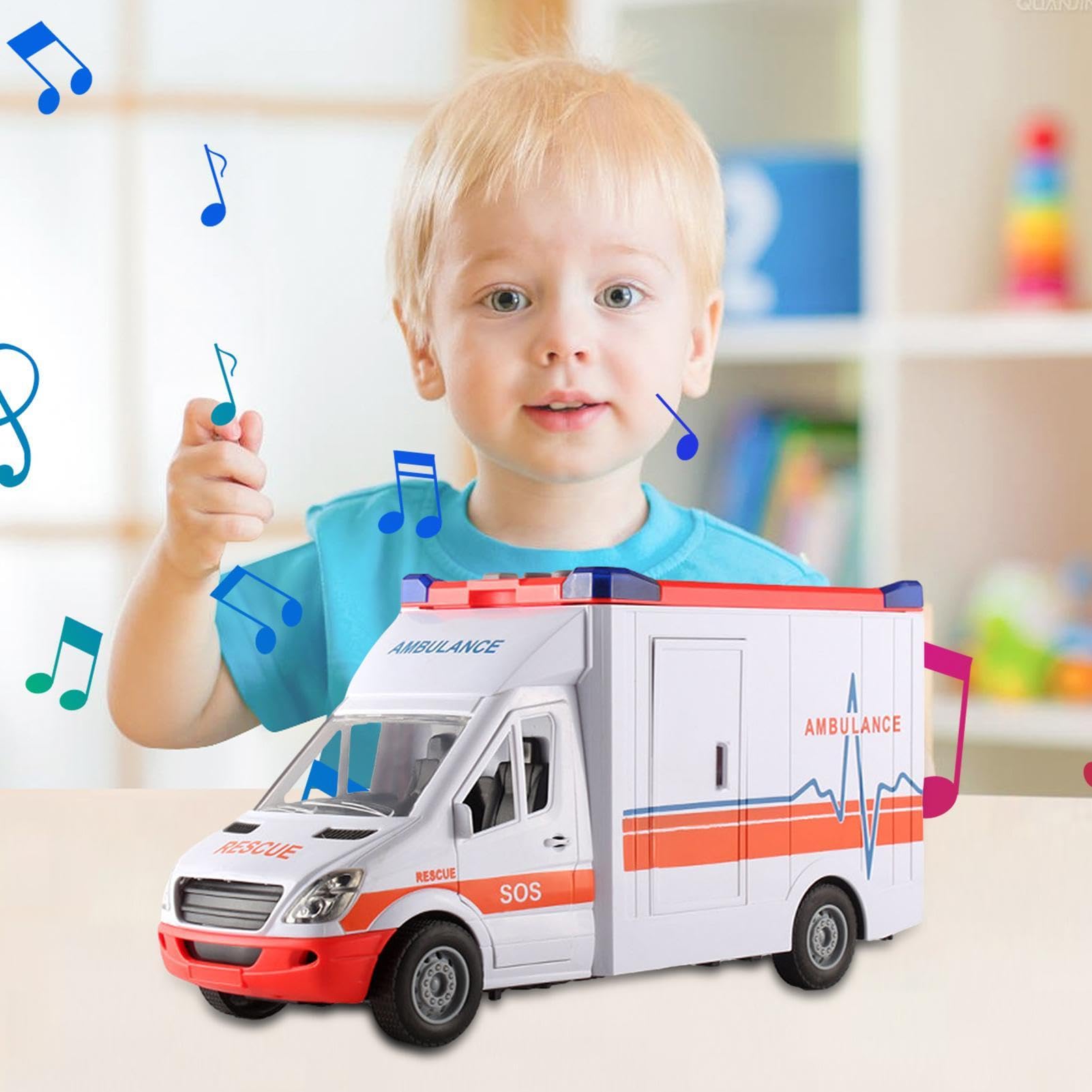 Auto Giocattolo 'ambulanza – Veicolo Di Salvataggio Con Effetti Luminosi E | Suono Della , Grandi Auto Di Lunga Durata | Giocare E Imparare Per Bambini Set Di D