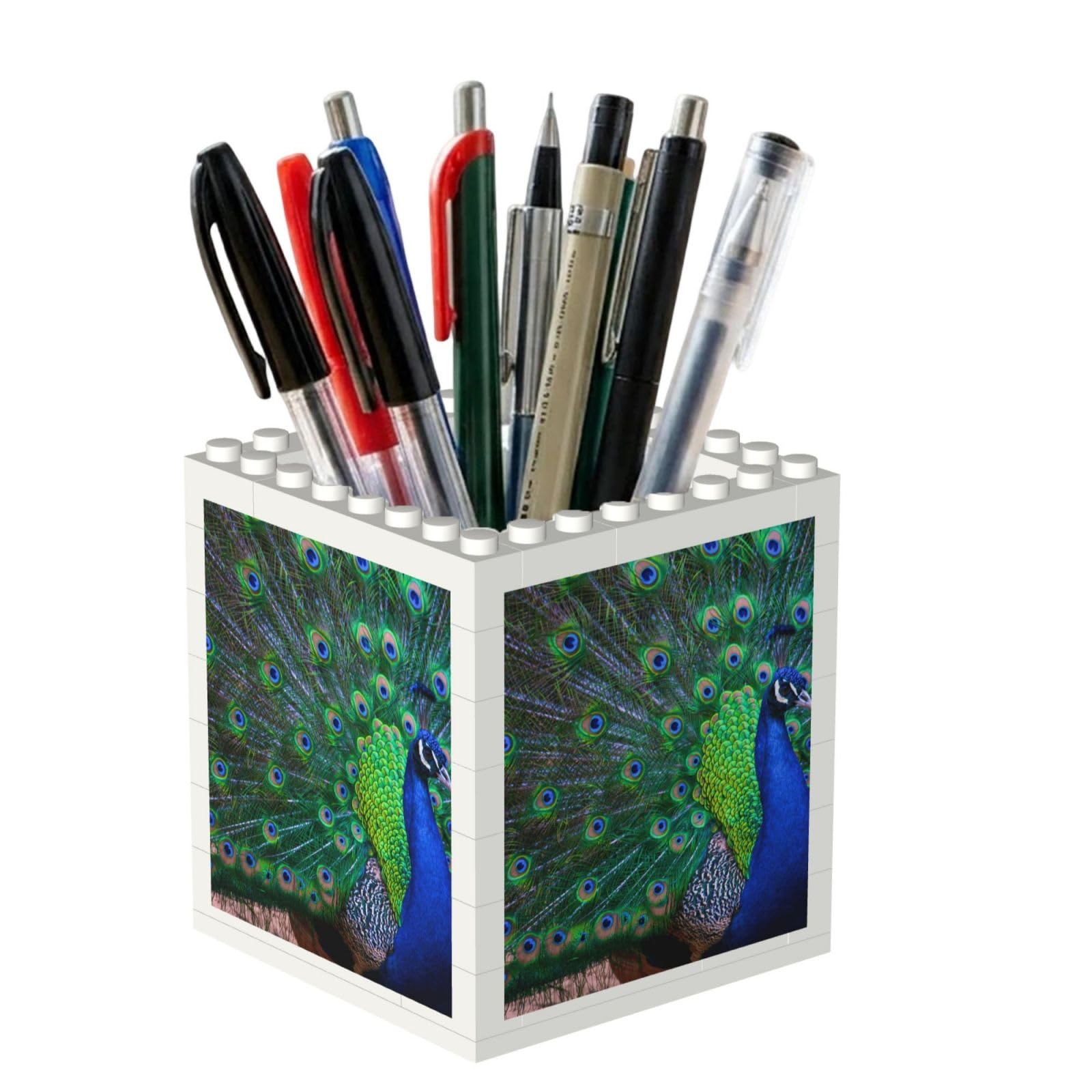 Poadnly Beautiful Peacock, Pen Pot Pencil Holder for Office Home School, Compact Desk Organiser for Office Stationery
