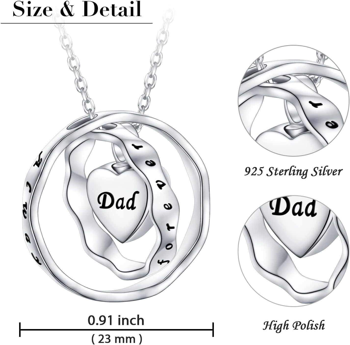 Ladytree Cremation Urn Necklace for Ashes 925 Sterling Silver Forever in My Heart Keepsake Memorial Pendant Waterproof Urn Jewelry for Women Men - Image 8
