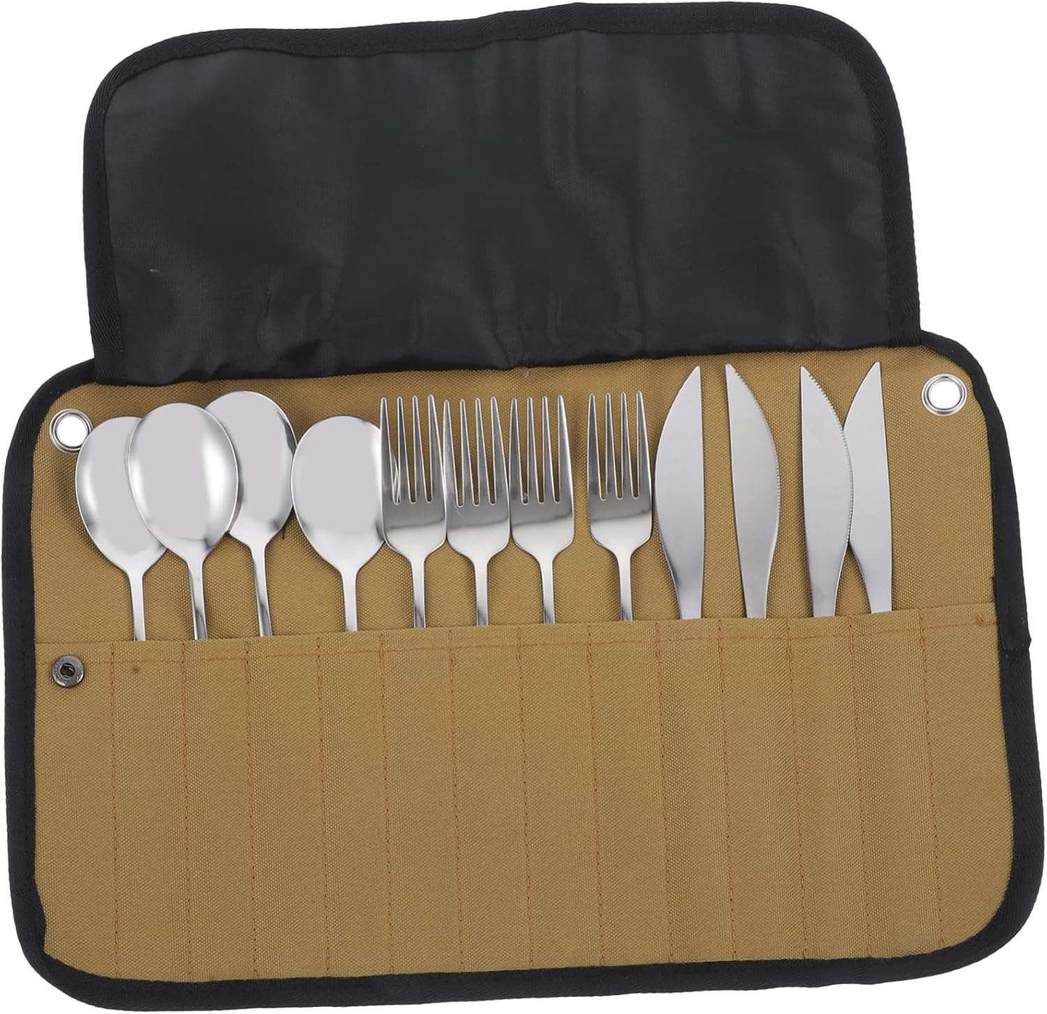 Hiking Essential Camping Tableware Set Roll Bag for Utensils Compact Kitchen Tools