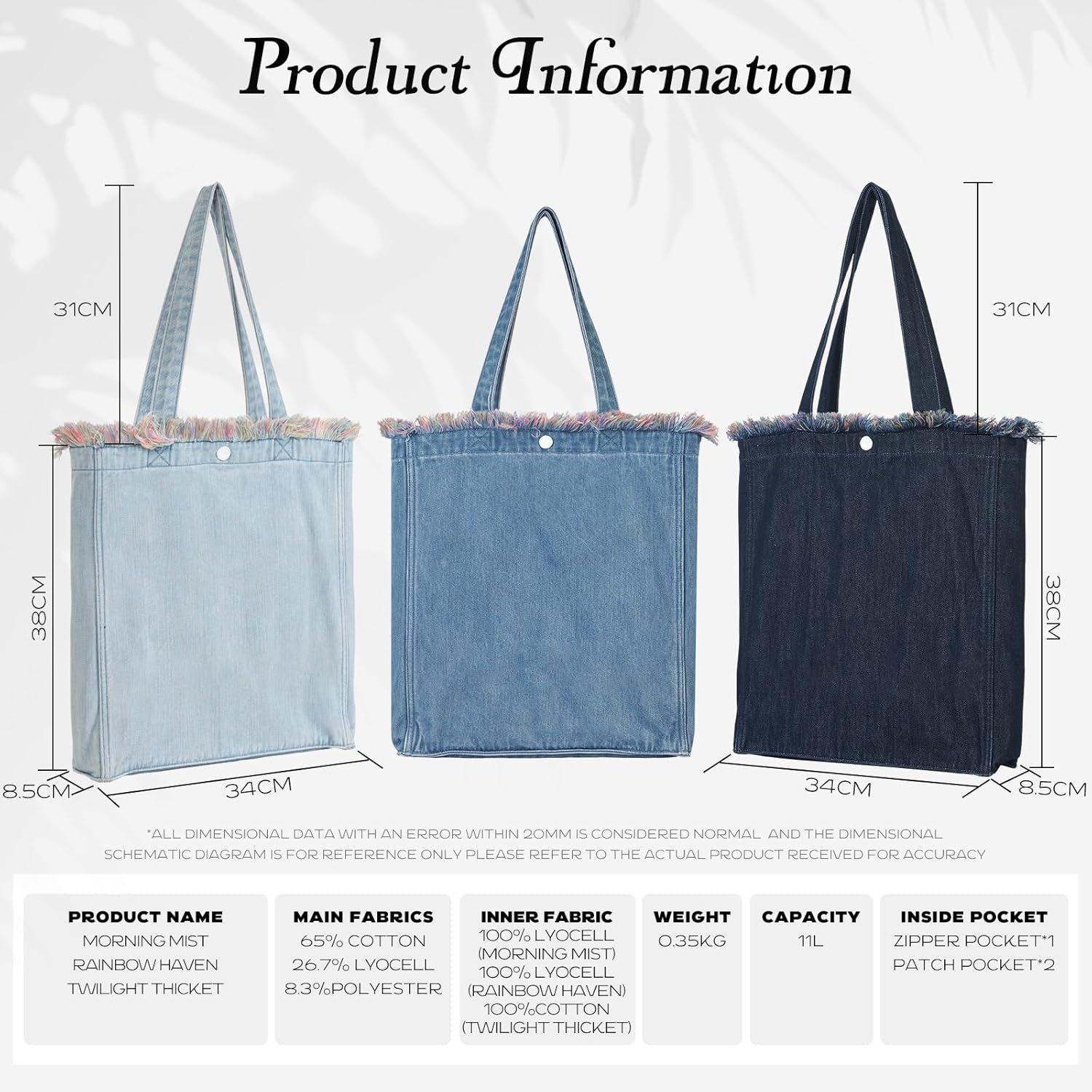 Premium Niche Lightweight Foldable Designer Shoulder Bag | Aesthetic Boho Red Fringe Denim Tote Bag with Zipper pockets - Image 7