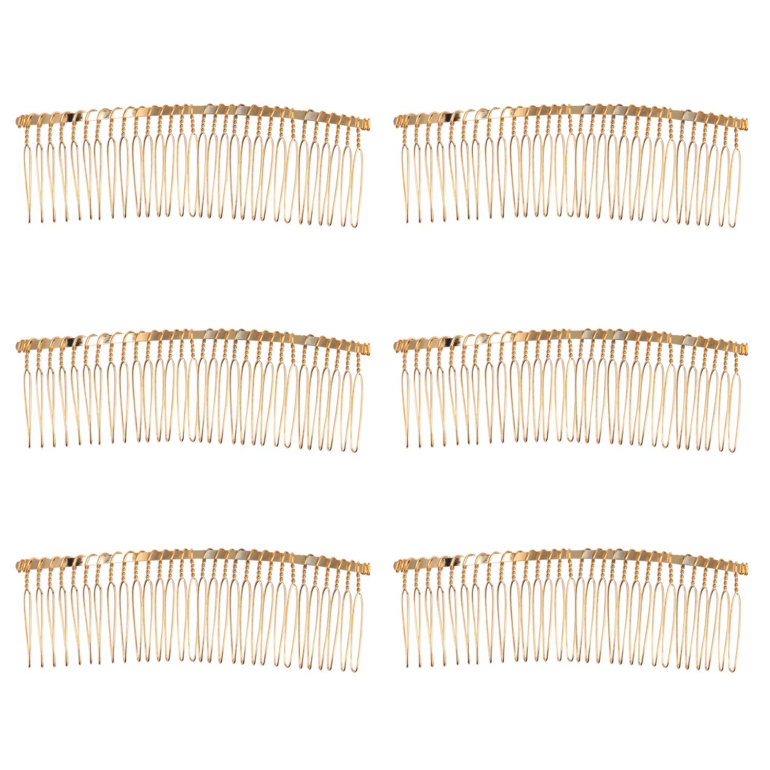 Senkary 10 Pieces Metal Hair Combs Clip Wire Hair Combs Wedding Veil Combs (30 Teeth, Gold)
