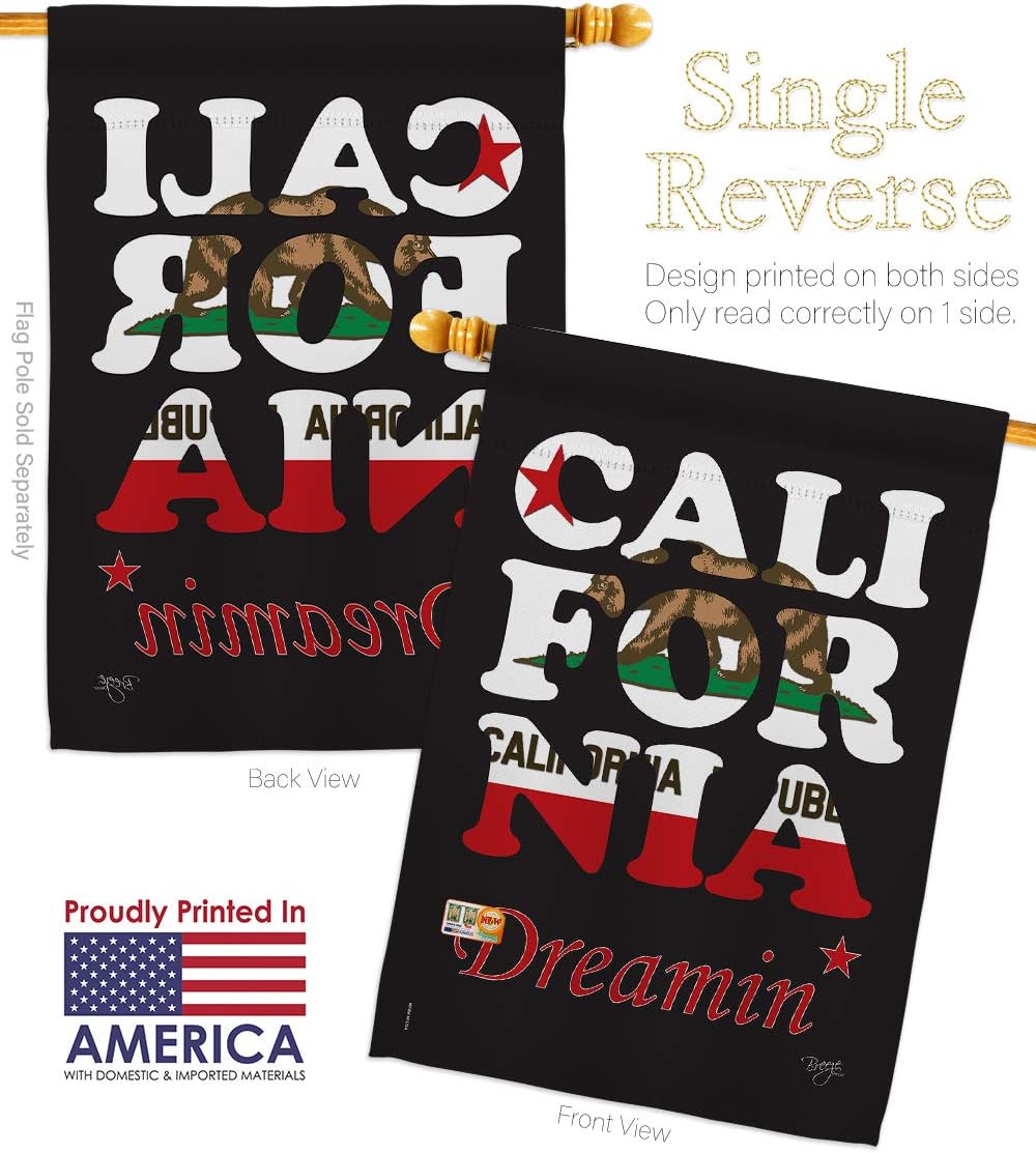 States California Dreamin* Garden House Flags Set Regional USA American Territories Republic Country Particular Area Small Decorative Gift Yard Banner Made In 28 X 40