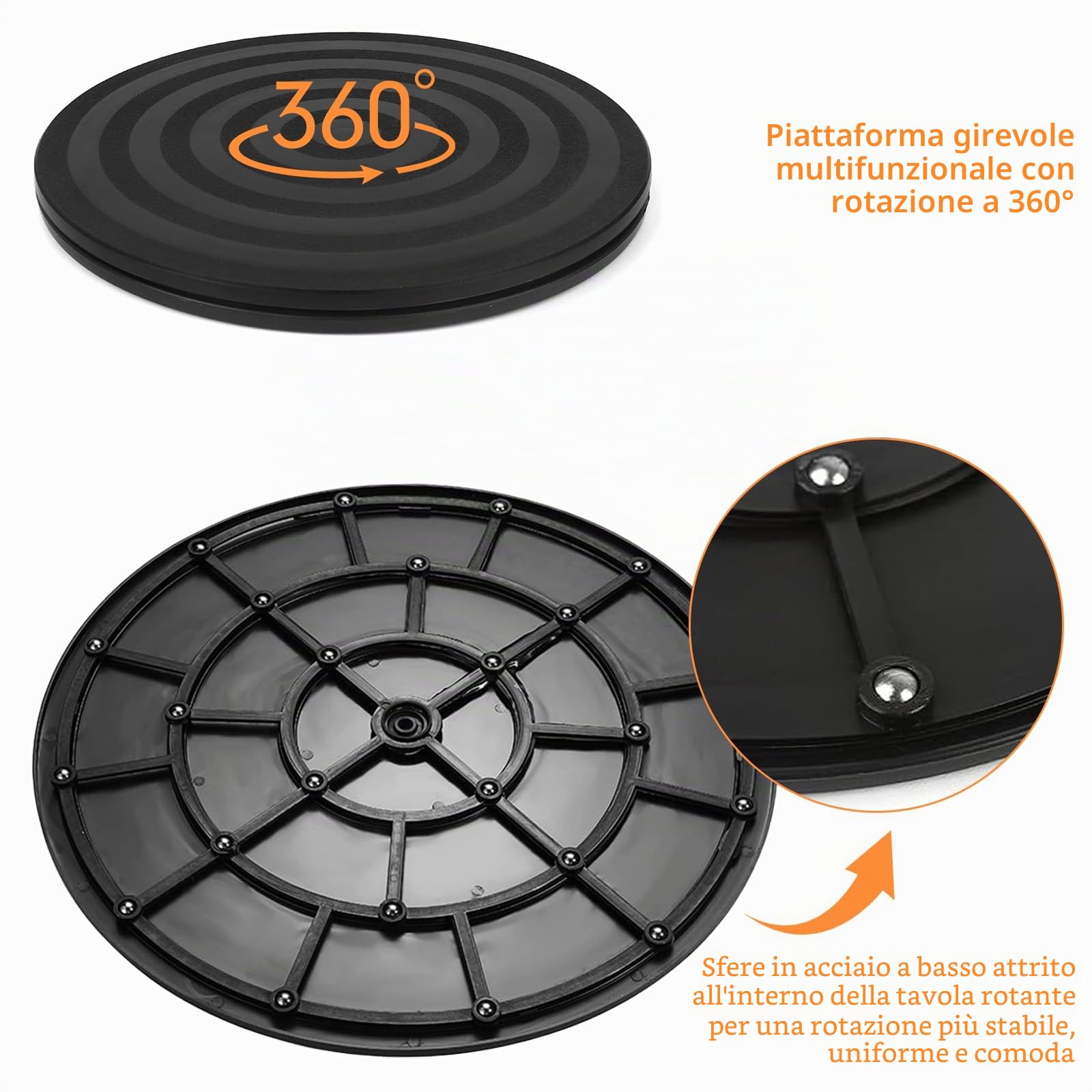 Supporto Girevole di 360° 20CM Base Rotante Cuscinetti Sfera in Acciaio Supporto Girevole Base Rotante per TV,Monitor Multiuso Giradischi Piatto Heavy Duty Stand
