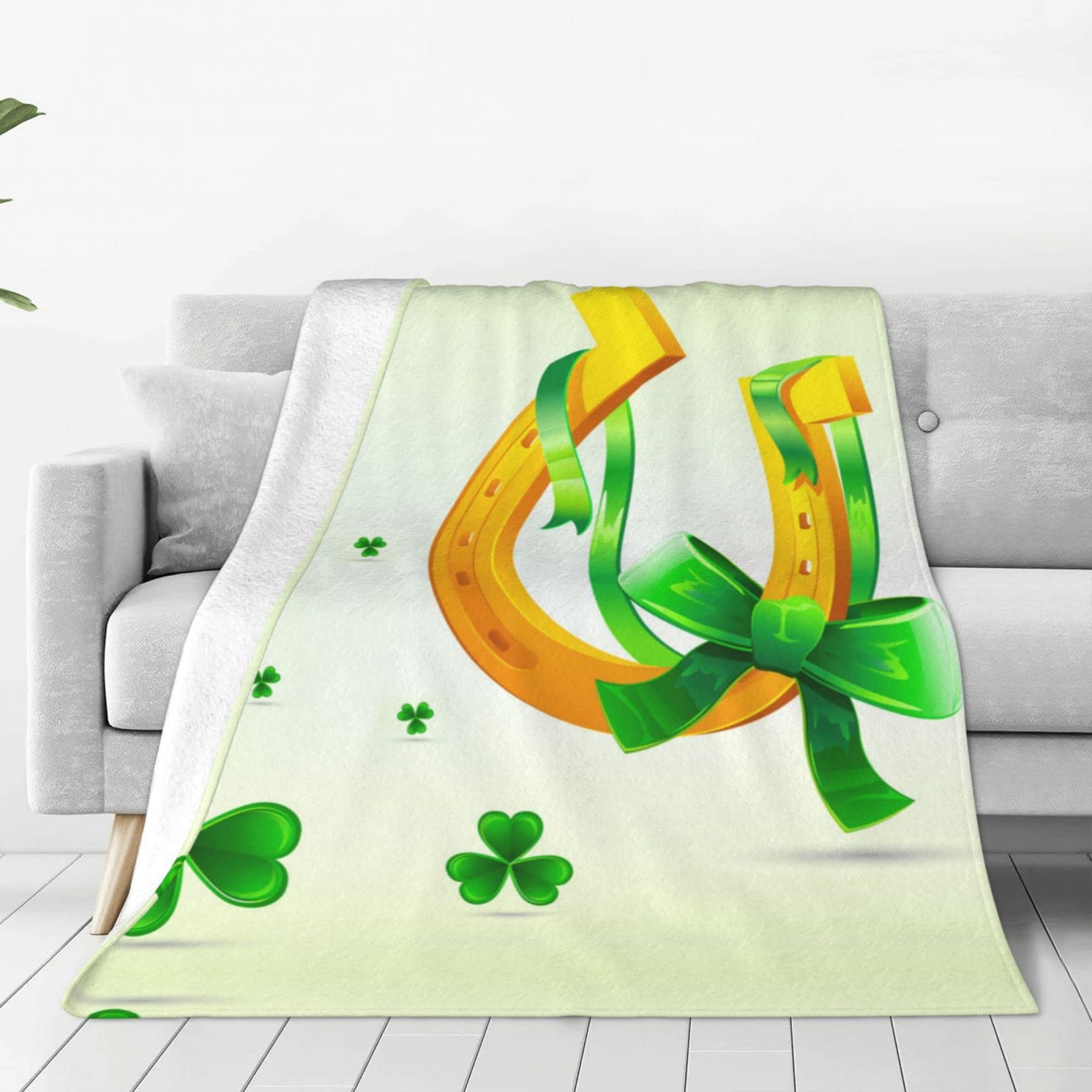 Lsjuee Throw Blanket Saint Patrick's Day Warm Cozy Soft Lightweight Flannel Fleece Blanket for Bedroom Sofa Room Home Decorative Fuzzy Blanket 50"x40"
