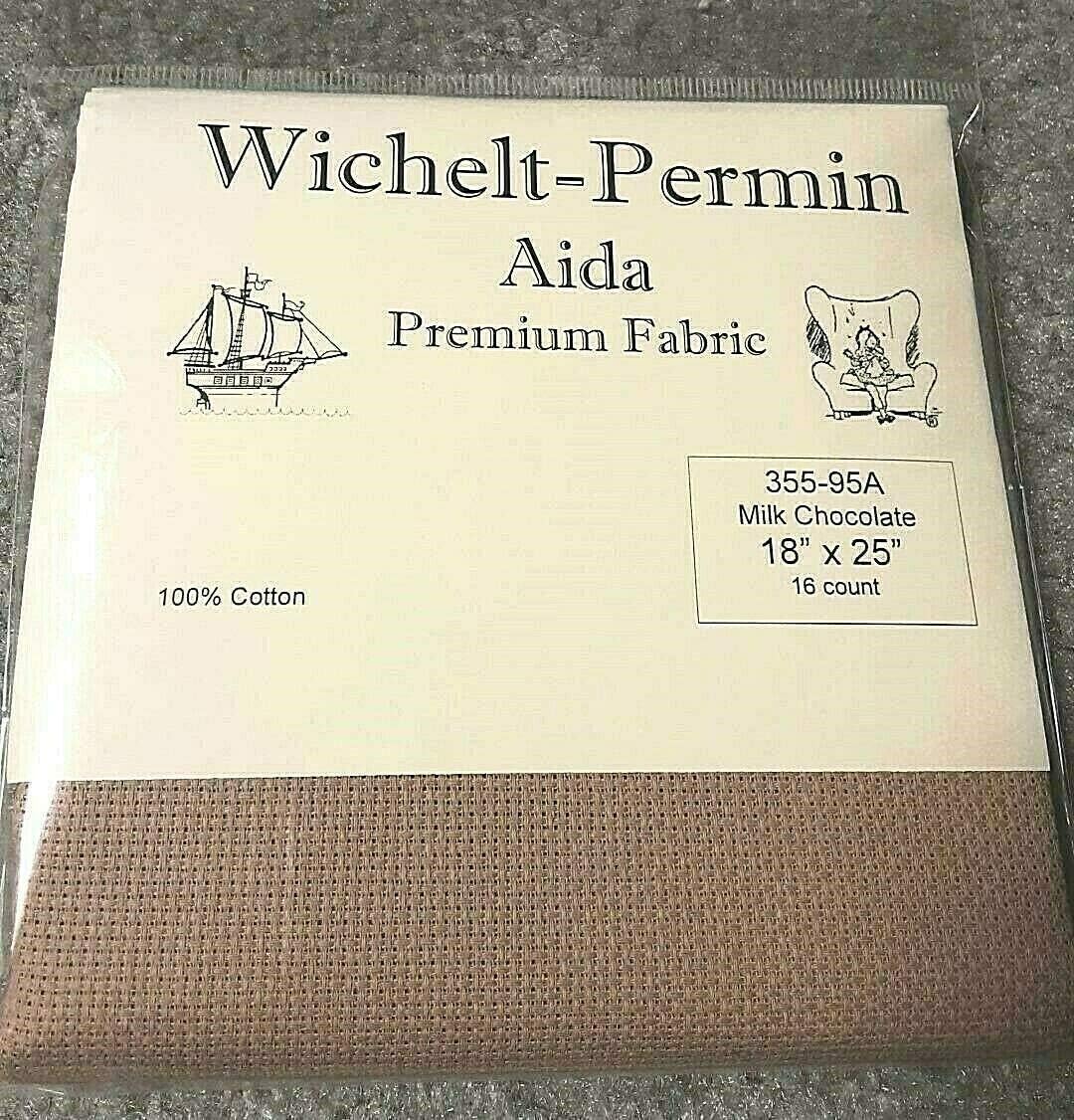 Wichelt Permin Aida Premium Fabric 16 Count 18" x 25" Milk Chocolate