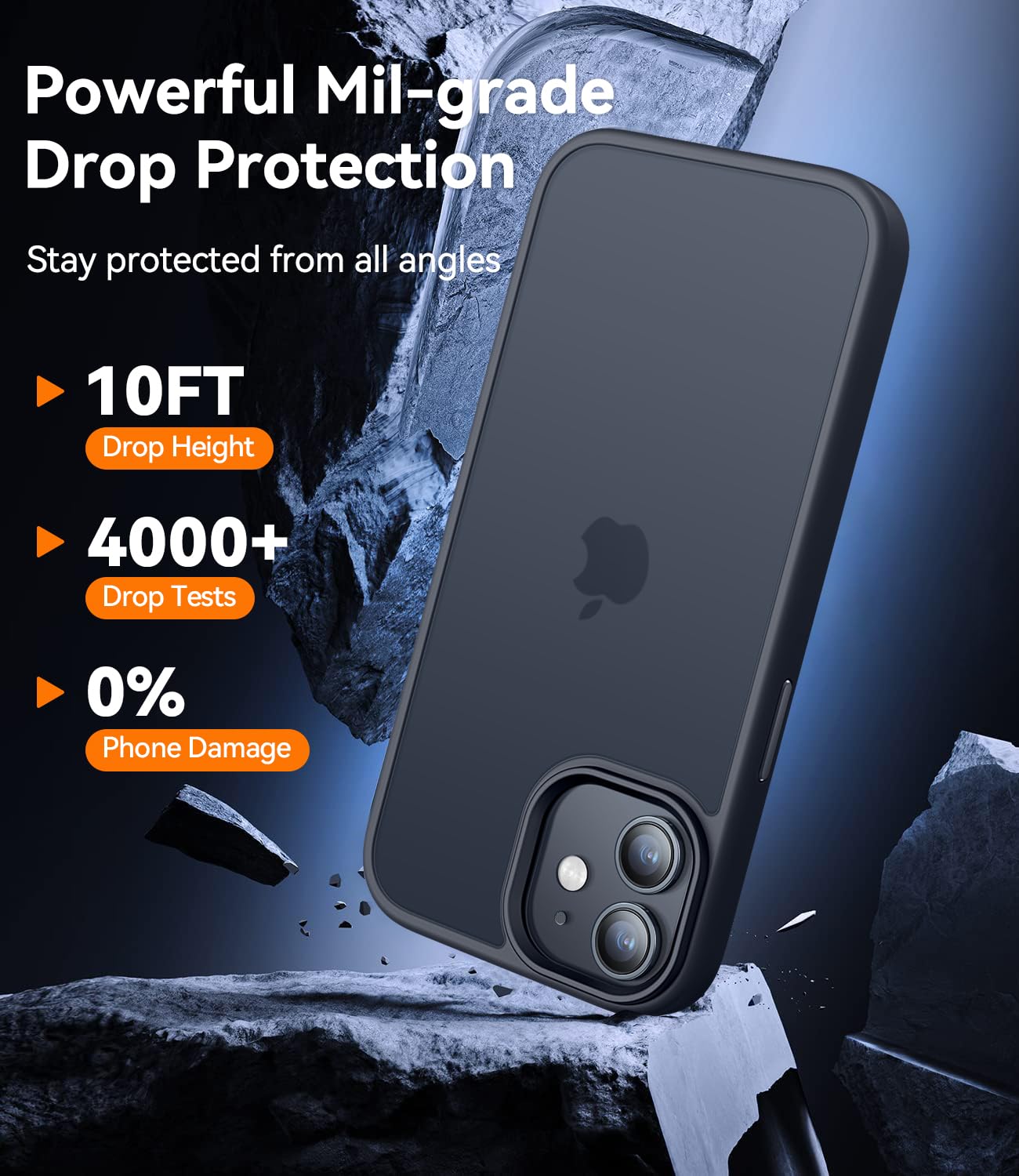 CANSHN Cover Opaca per iPhone 12 e iPhone 12 Pro(6,1 Pollici), Custodia Traslucida Opaca Protettiva Sottile Antiurto - Nero