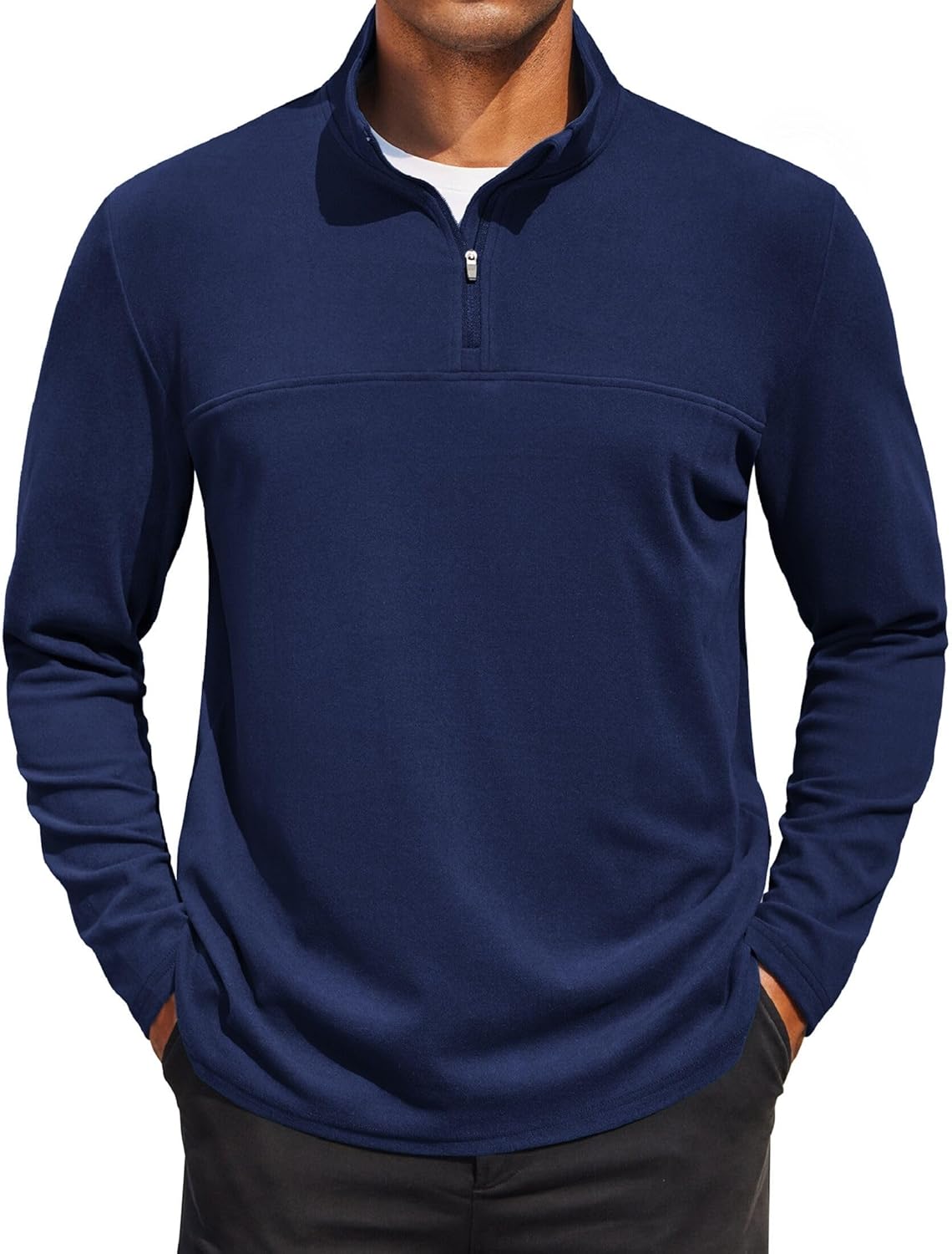 COOFANDY Mens Fleece Quarter Zip Pullover Long Sleeve Mock Turtleneck Sweatshirts Thermal Workout Golf Polo Shirt