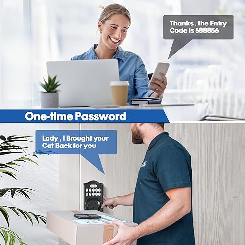 Miniatura 8 de Cerradura de puerta de entrada sin llave con juego de manija, cerraduras de puerta inteligentes delanteras para puerta delantera, con 2 manijas de