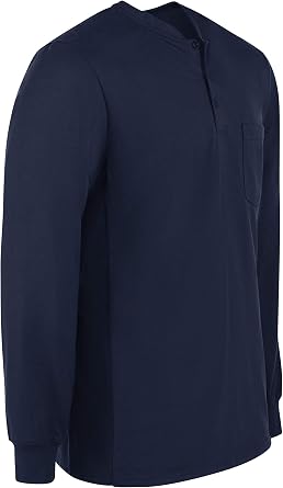 Bulwark Flame Resistant 6.25 oz Cotton Excel FR Mens Long Sleeve Tagless Regular Henley Shirt
