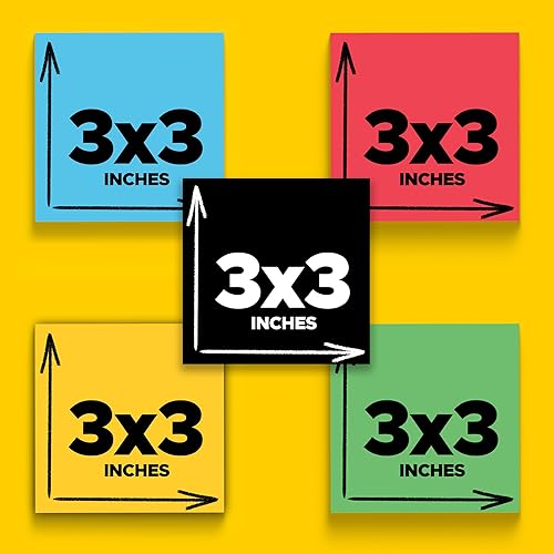 Miniatura 2 de Post-it Paquete de notas súper adhesivas, colores olímpicos, 3 x 3 pulgadas, 5 blocs por paquete, 5 paquetes, azul, amarillo, negro, verde, rojo, 2