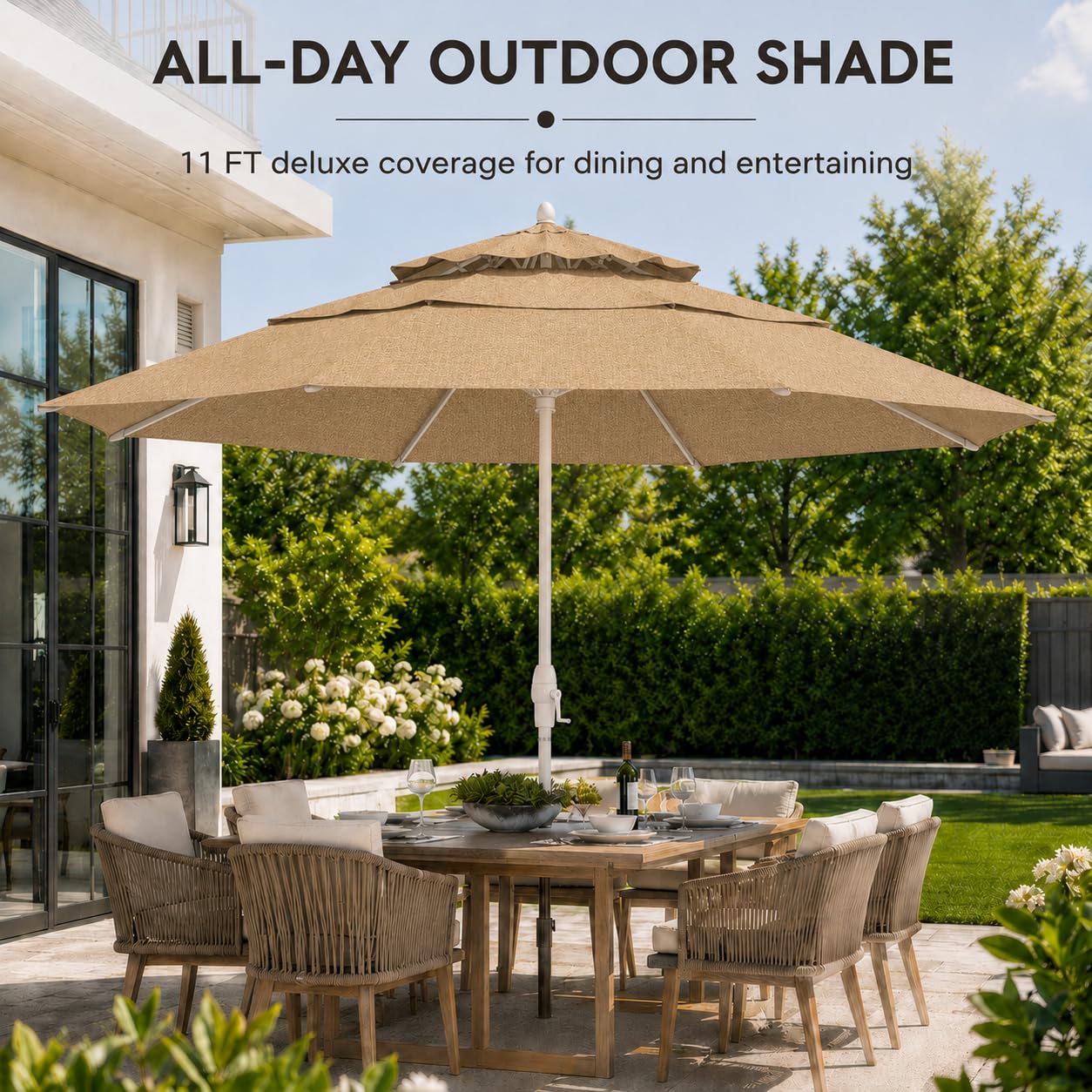 11 foot double vented patio umbrella Treasure Garden 11ft Wind Vent – Outdoor Market Umbrella – Deluxe Auto-Tilt – Bronze Aluminum Frame (Sunbrella, Heather Beige) : Patio, Lawn & Garden Size:170 Smith Transit Jr Mips Steel Blue Customize your shade with