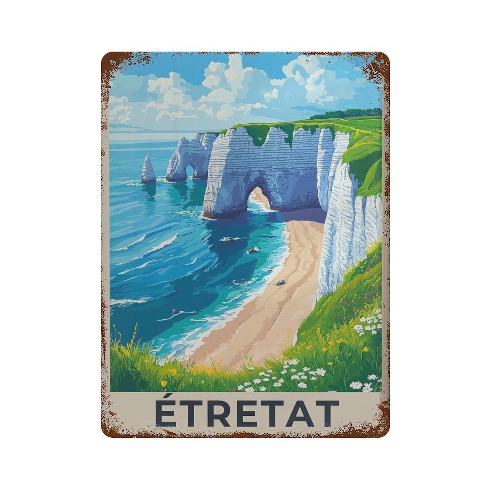 xiaoxiaoshen Etretat Travel Normandy Coast France Wall Decor Art Metal Tin Poster Modern Home Decor Art Home Bar Shop Decorations Vintage Sign 40x30cm