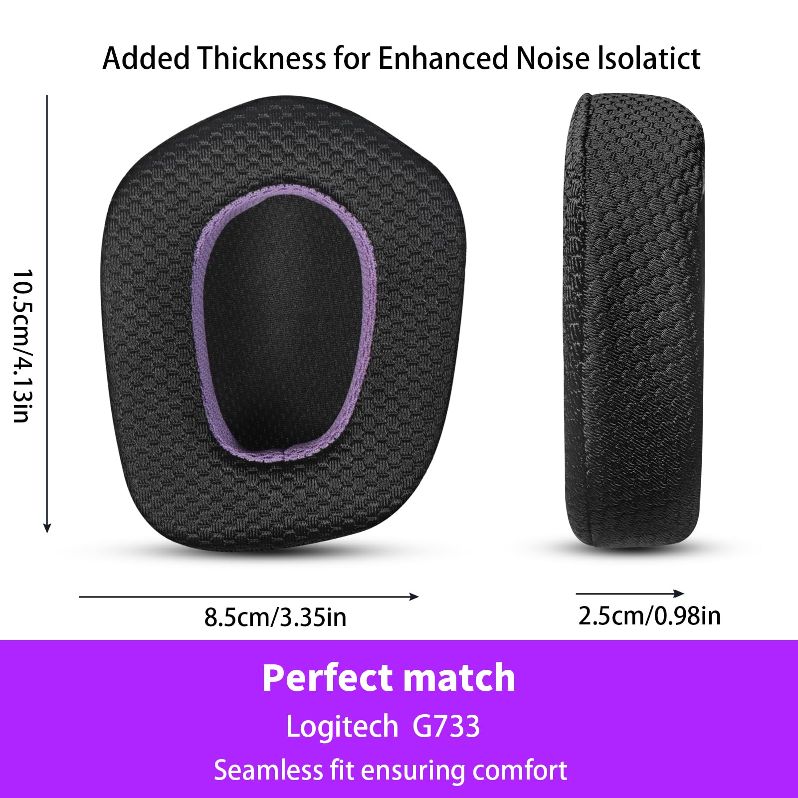 Cuscinetti di ricambio in rete traspirante per cuffie LOGITECH G733 - Nero/Viola