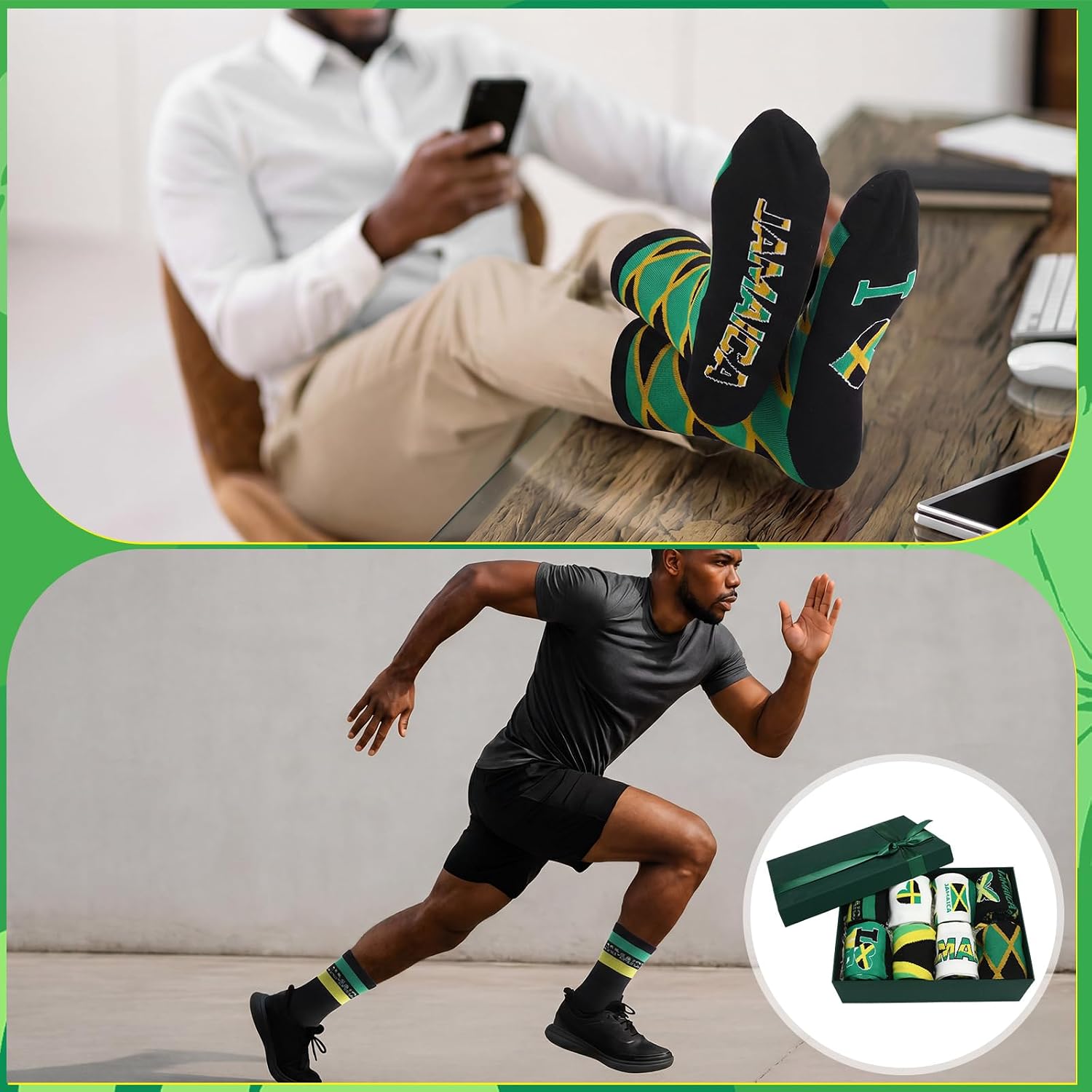 Hercicy 8 Pairs Jamaican Socks for Men Women Jamaican Flag Printed Breathable Cotton Polyester Crew Sock Novelty Jamaica Souvenirs Gifts Patriotic Theme Wear Holiday Party Favors