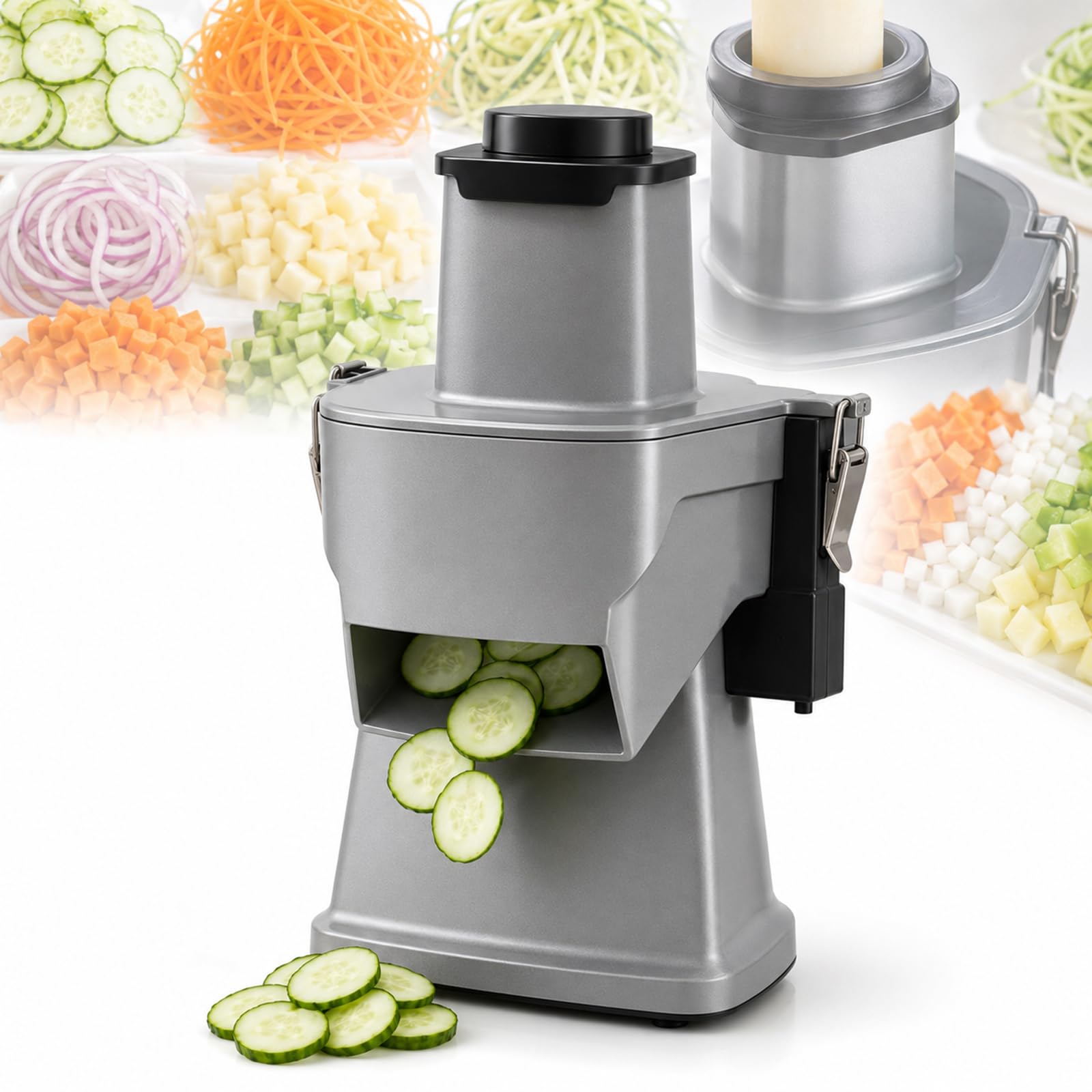 YIYIRAN Electric Dice Food Processor, Electric Vegetable Slicer, Slicing Shredding Dicing And Slitting, Large Feed Chute Food Prep Processor, For Restaurant, Catering And Kitchen Use