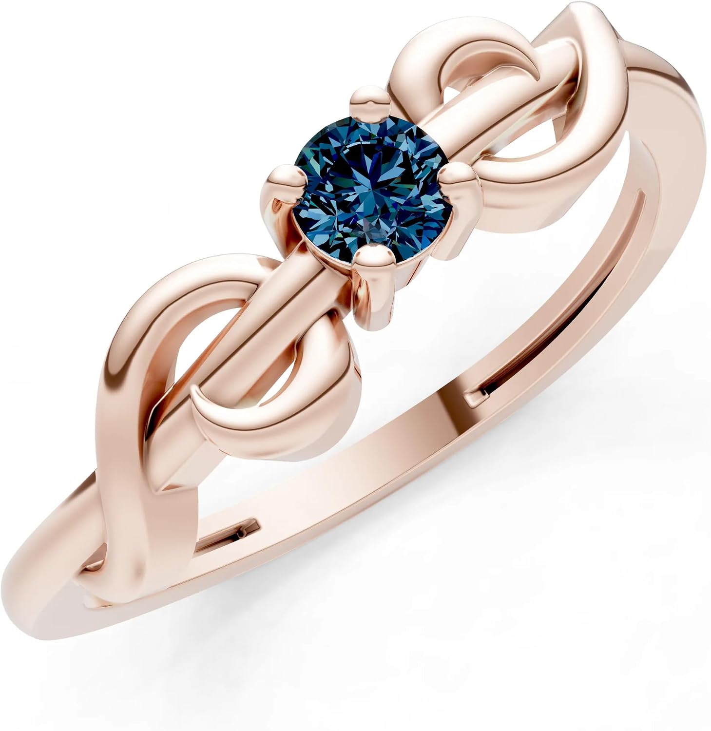 PEORA Round Cut Alexandrite Stackable Band Available in Solid 10K, 14K or 18K Ring – White, Yellow or Rose Gold