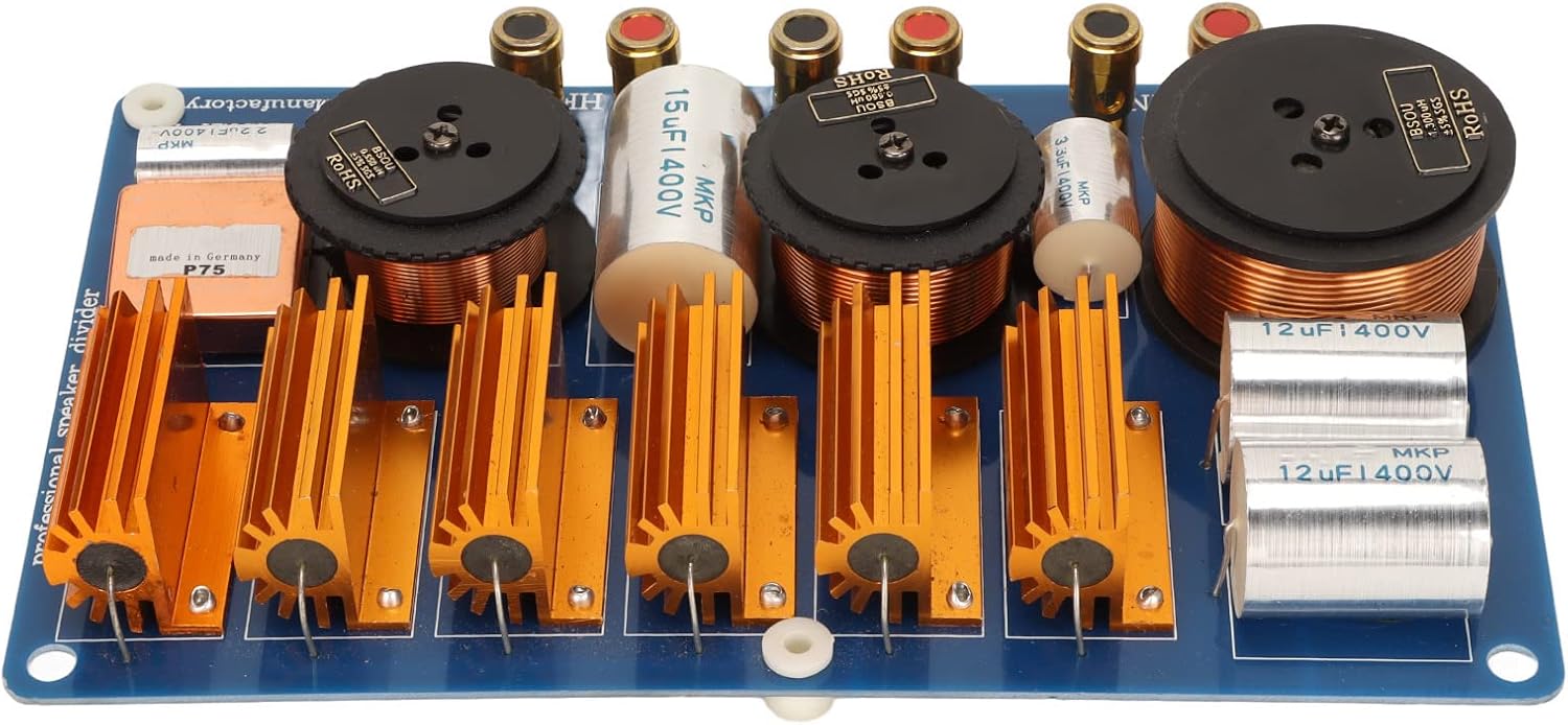 ASHATA 2 Way Speaker Crossover, Speaker Audio Frequency Divider, Frequency Distributor Divider, 2 Way Speaker Audio Crossover Filter, for Conference, Stage Speakers