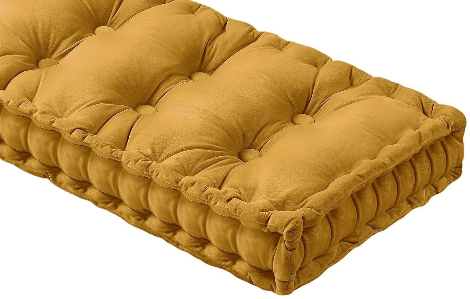 Bankauflage Samt Bankkissen 80/60/90/120//140/160 Drinnen Outdoor Sitzkissen-Stuhlkissen-rutschfeste-GartenBankauflage- 10 cm Dicke Matte Für Schaukel Terrasse(Gelb,175x55x10cm)
