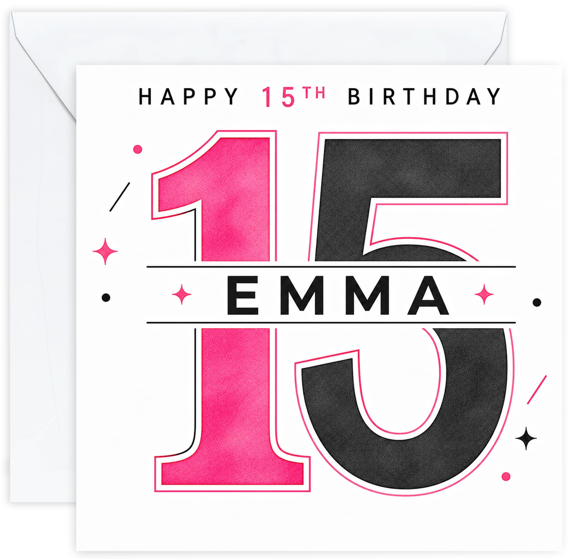 Personalised 15th Birthday Card for Girls | Fifteenth Birthday Card for 15 Year Old Girls Teenager | Daughter Granddaughter Niece Sister Friend | Birthday Card for Her with Name (Design 09) โ image 1