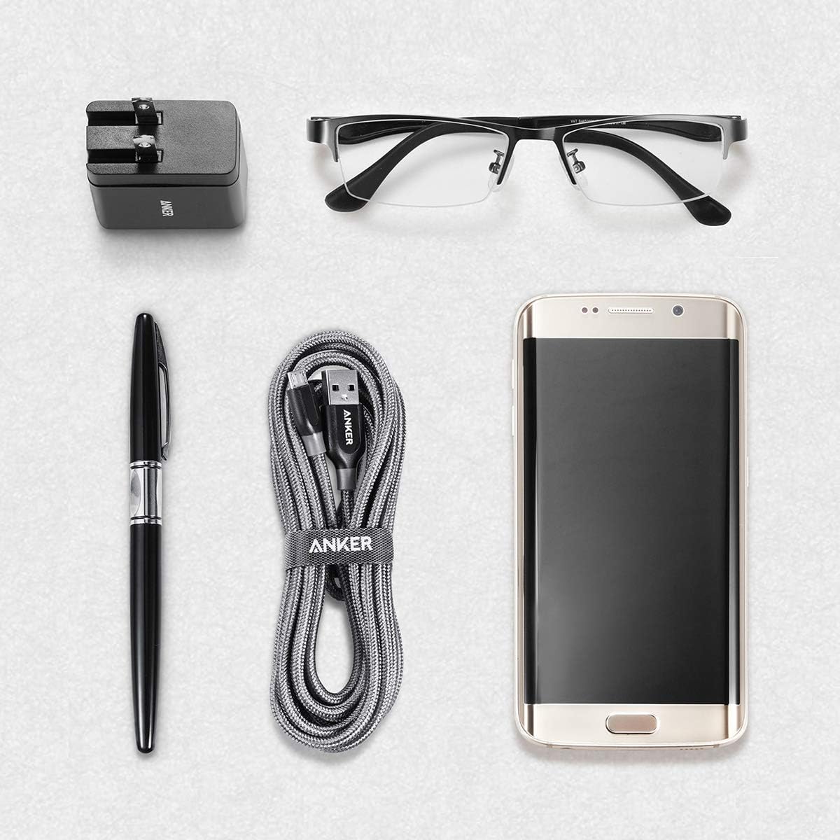 Limited Anker Powerline+ Micro USB (10ft) The Premium Durable Cable [Double Braided Nylon] for for Samsung Galaxy S7 Edge S6 S5 S2, LG K40 K20, Moto E4 E5 E6, Tablet, PS4, Xbox and More (Grey)
