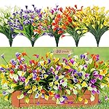 Heleooky 20 Bundles Artificial Fake Flowers for Outdoors Plastic Flowers Calla Lily, UV Resistant Pl