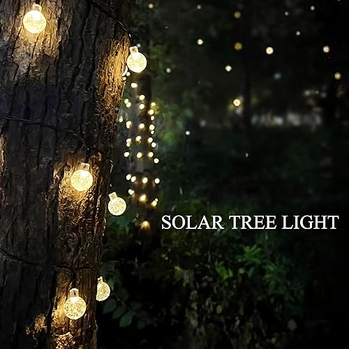 Miniatura 2 de Flechllary Tira de luces solares para exteriores, 36 pies, 60 luces LED de globo de cristal con 8 modos, tira de luces solares para exteriores,