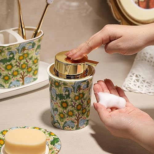 Miniatura 7 de ACMLIFE Dispensador de jabón de manos espumoso, dispensador de jabón recargable de cerámica para baño, 8.8 onzas