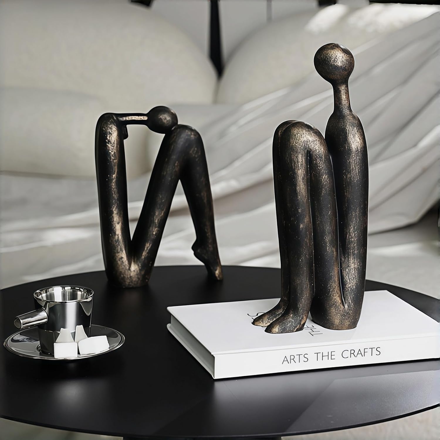 Book Ends for Shelves, Artistic Resin Sculpture Book Stoppers, Minimalist Home Office Decorative Gift for Book Lovers & Designers, Perfect for Bookshelf & Desk Organization, Set of 2