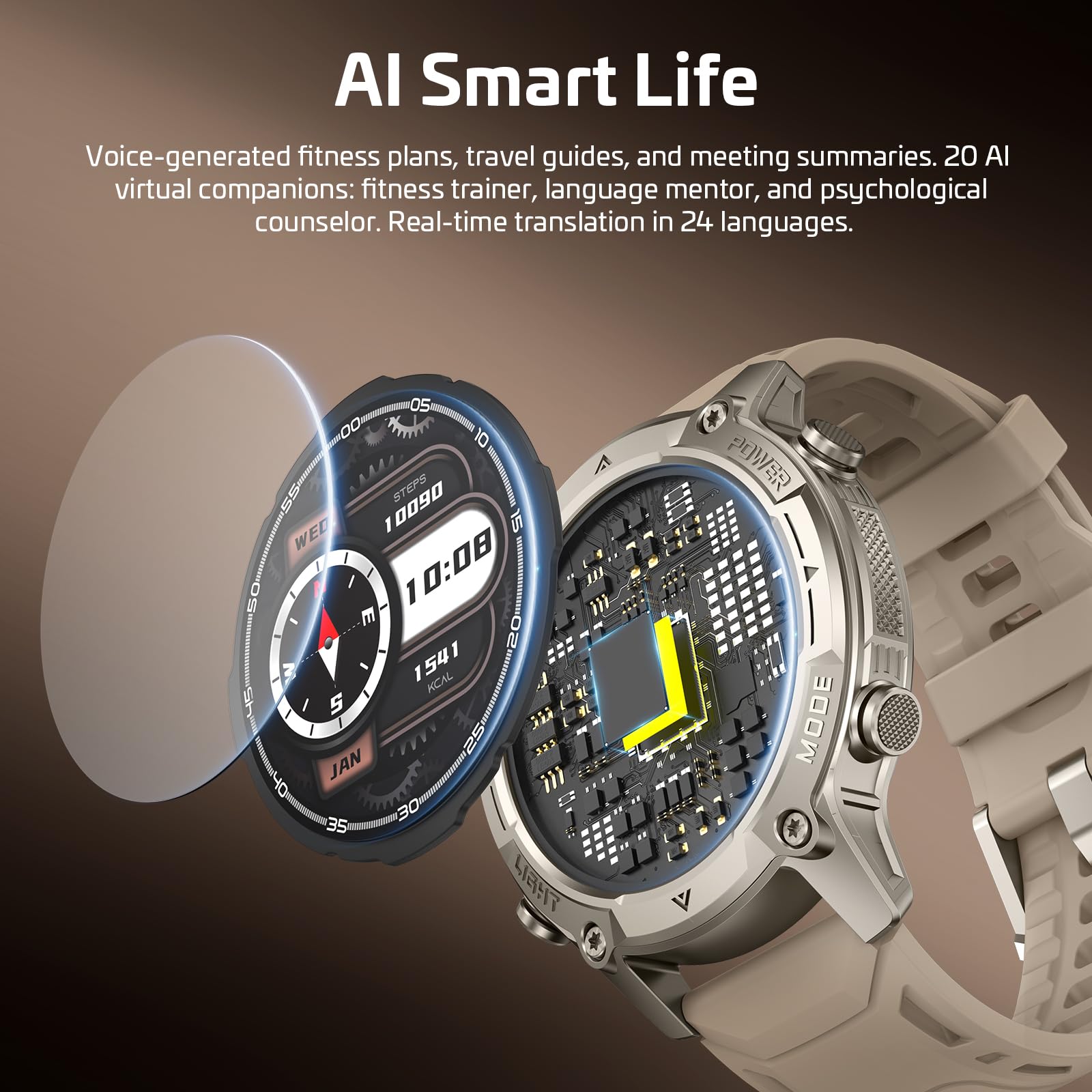 Smartwatch Herren Damen mit GPS,Offline-Karten & 6-Satelliten-Navi, 5ATM Wasserdicht, 21 Tage Akku, KI-Sprachassistent, 178 Sportmodi, Fitness Tracker mit Pulsuhr & Schlafmonitor für Android iOS