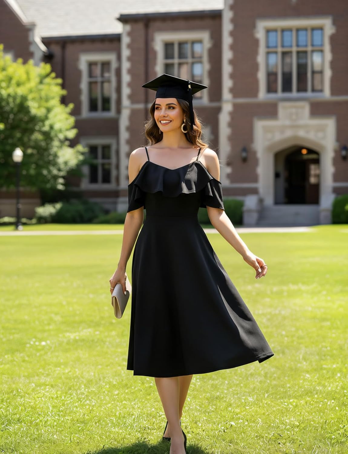 Bbonlinedress Womens Off The Shoulder Cocktail Dress, Formal Wedding Guest Prom Party Homecoming Graduation A-line Midi Dress - Image 3