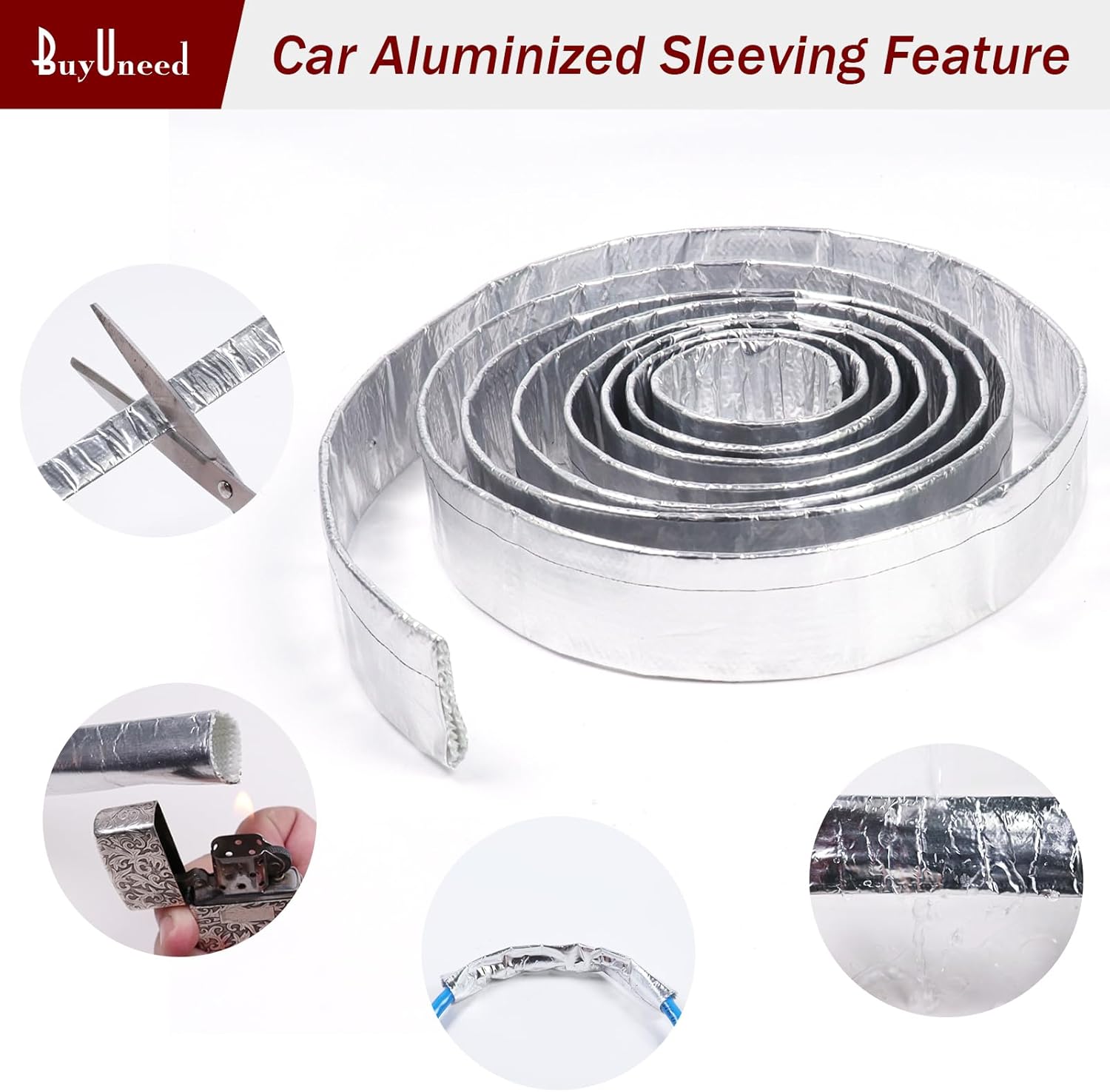 Car Aluminized Sleeving Heat Sheathing Roll - Heat Radiant and Prevent Vapor Lock Heat Shield for Brake Cable/Fuel Line/Spark Plug (1inch(I.D. Wide) - 126'')