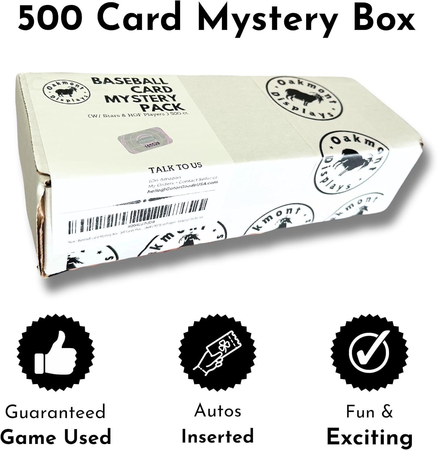 Baseball Card Mystery Box - 500 Cards Plus Sealed Pack | Loaded with Superstars and Hall of Famers - One Game Used Per Box | Autographs Inserted | 1970s to Present - Collection Starter Set