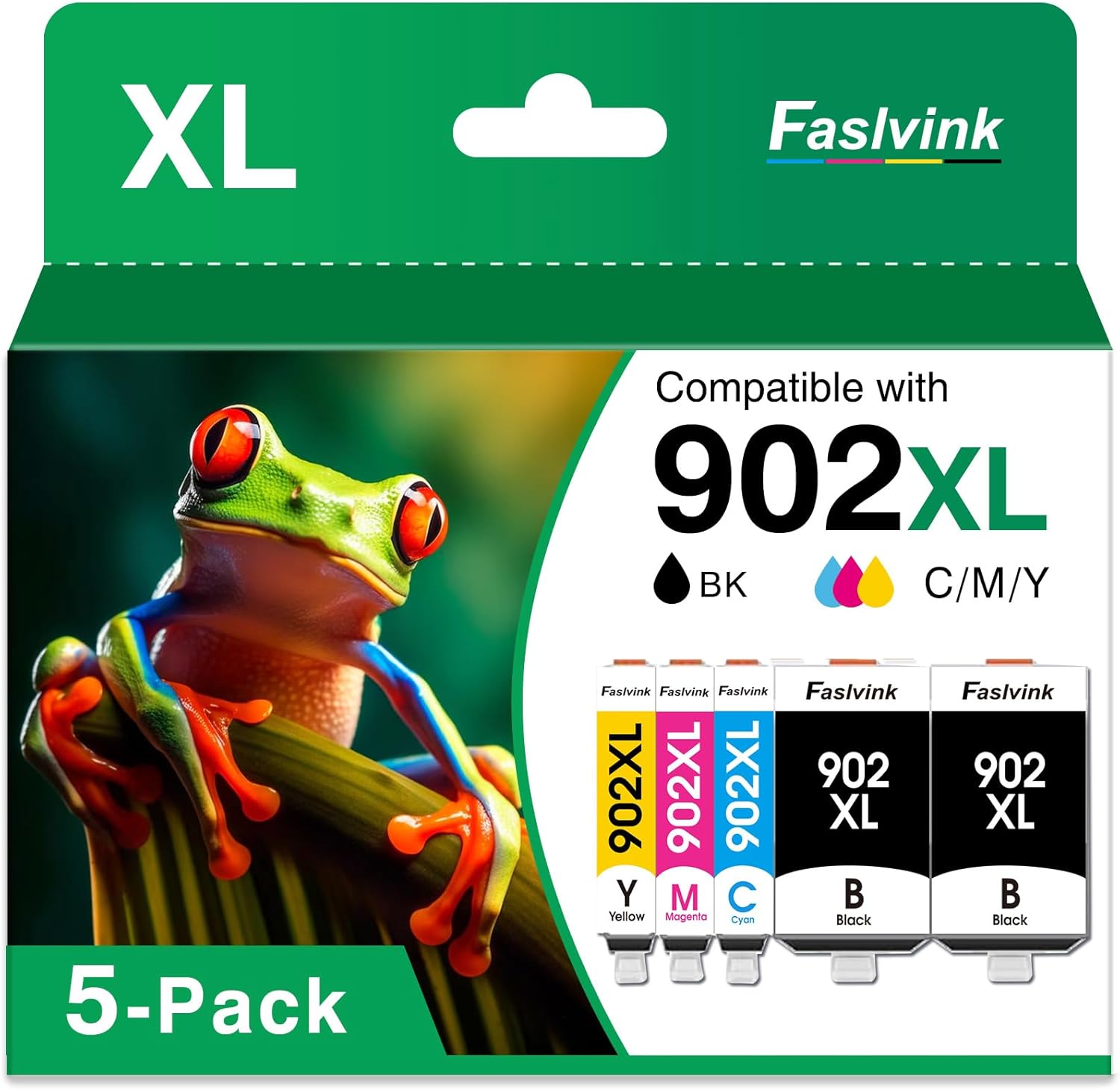 Compatible 902XL Ink Cartridges Combo Pack Replacement for HP 902XL 902 XL Ink Work with HP Officejet Pro 6978 6968 6970 6962 6958 6975 Printer (5 Pack 902-5
