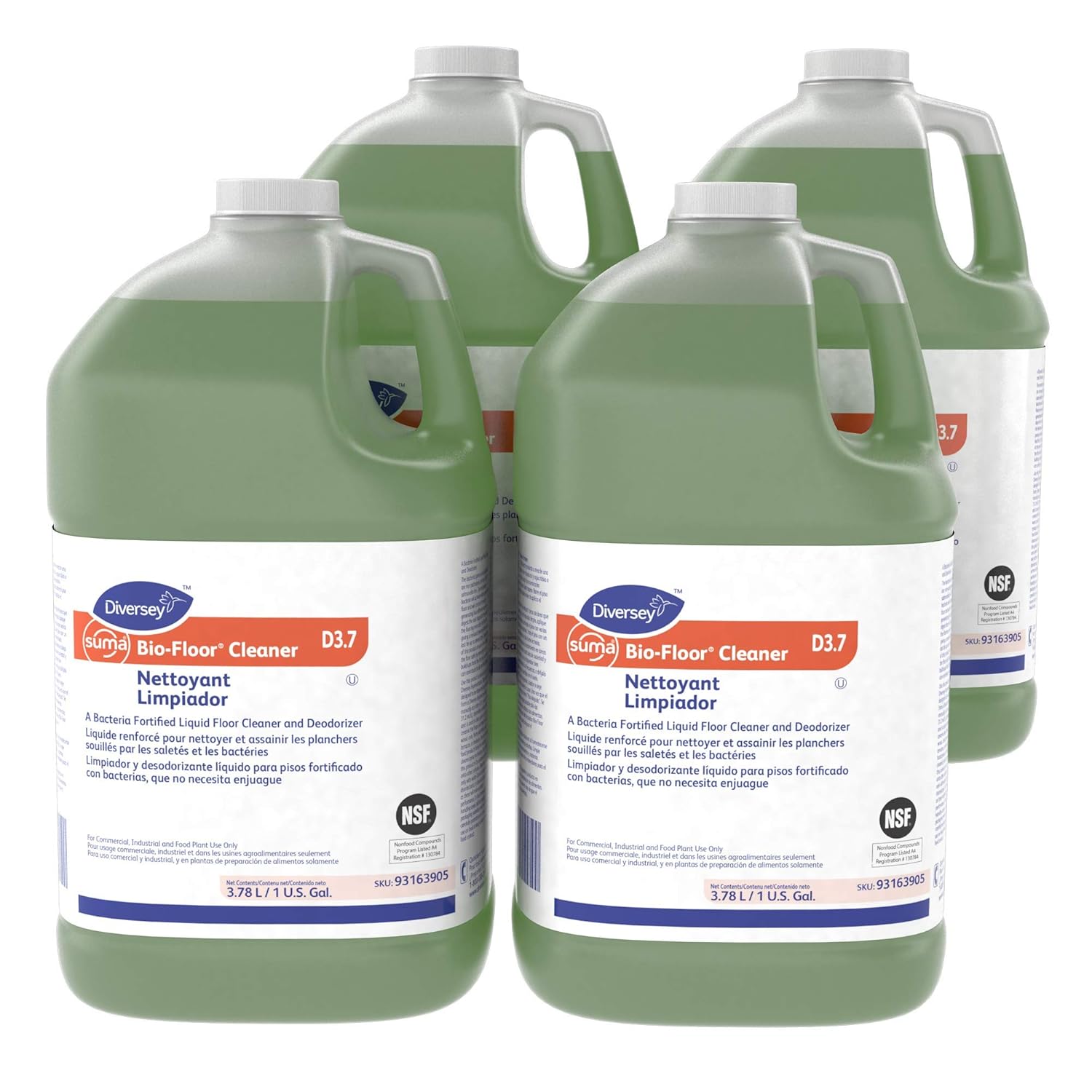 SUMA Diversey 93163905 Bio Floor Cleaner, Beneficial Bacteria with Residual Cleaning Effect, Concentrate, 1-Gallon (Pack of 4)