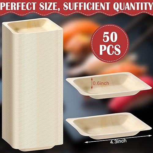 Miniatura 2 de Cuencos desechables de palma cuadrados de 43 x 394 pulgadas platos desechables de bambú platos cuadrados de madera para fiestas de cumpleaños