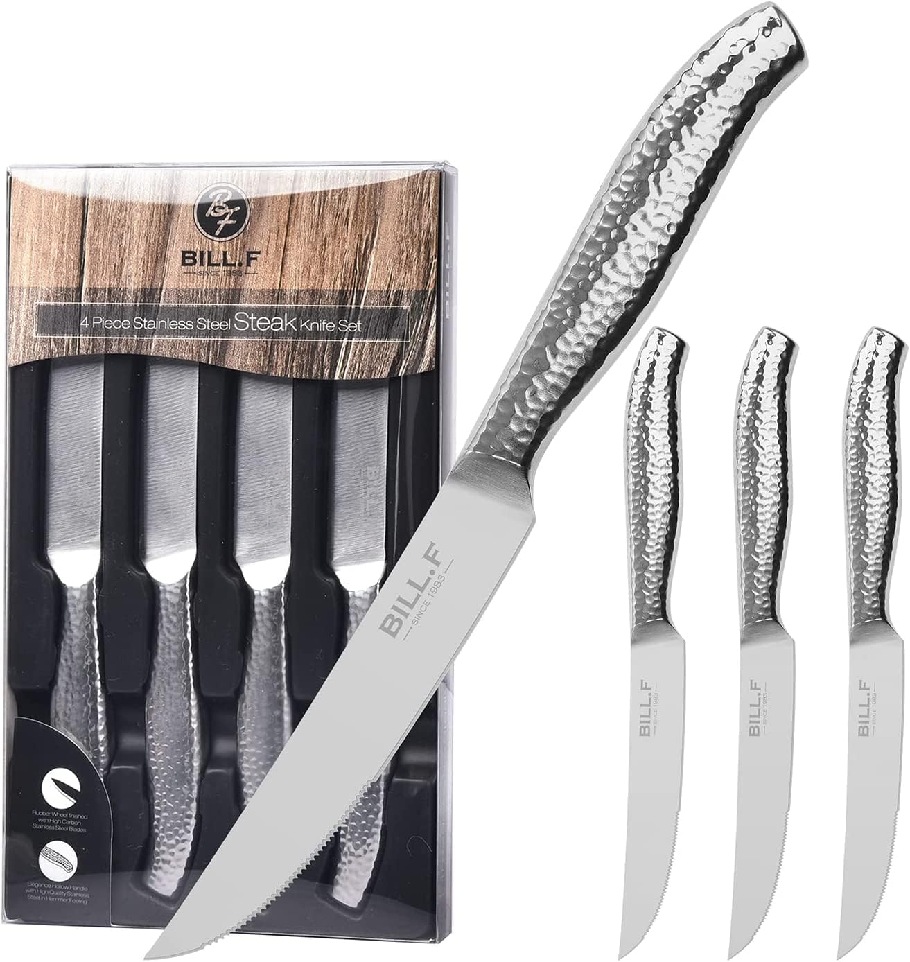 Steak Knife Set, 4-Piece 4.5” Serrated Edge Steak Knives Stainless Steel Handle