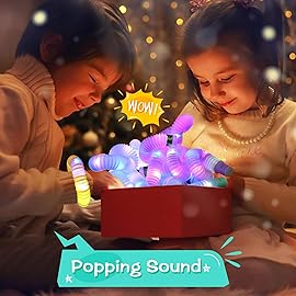 Light Up Glow Sticks Fidget Pop Tubes, 6 Pack Glow in The Dark Party Supplies Toddler Sensory Toys, Glow Stick Thanksgiving Christmas Party Favors Party Pack Gifts for Kids